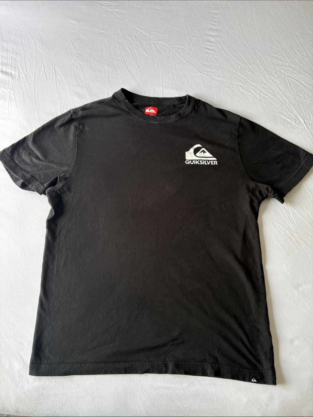 Quiksilver Black Crewneck T-Shirt with White Chest Logo